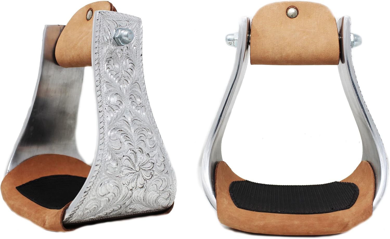 Horse Western Lightweight Aluminum Engraved 5-1/4 Wide Bell Stirrups 51157