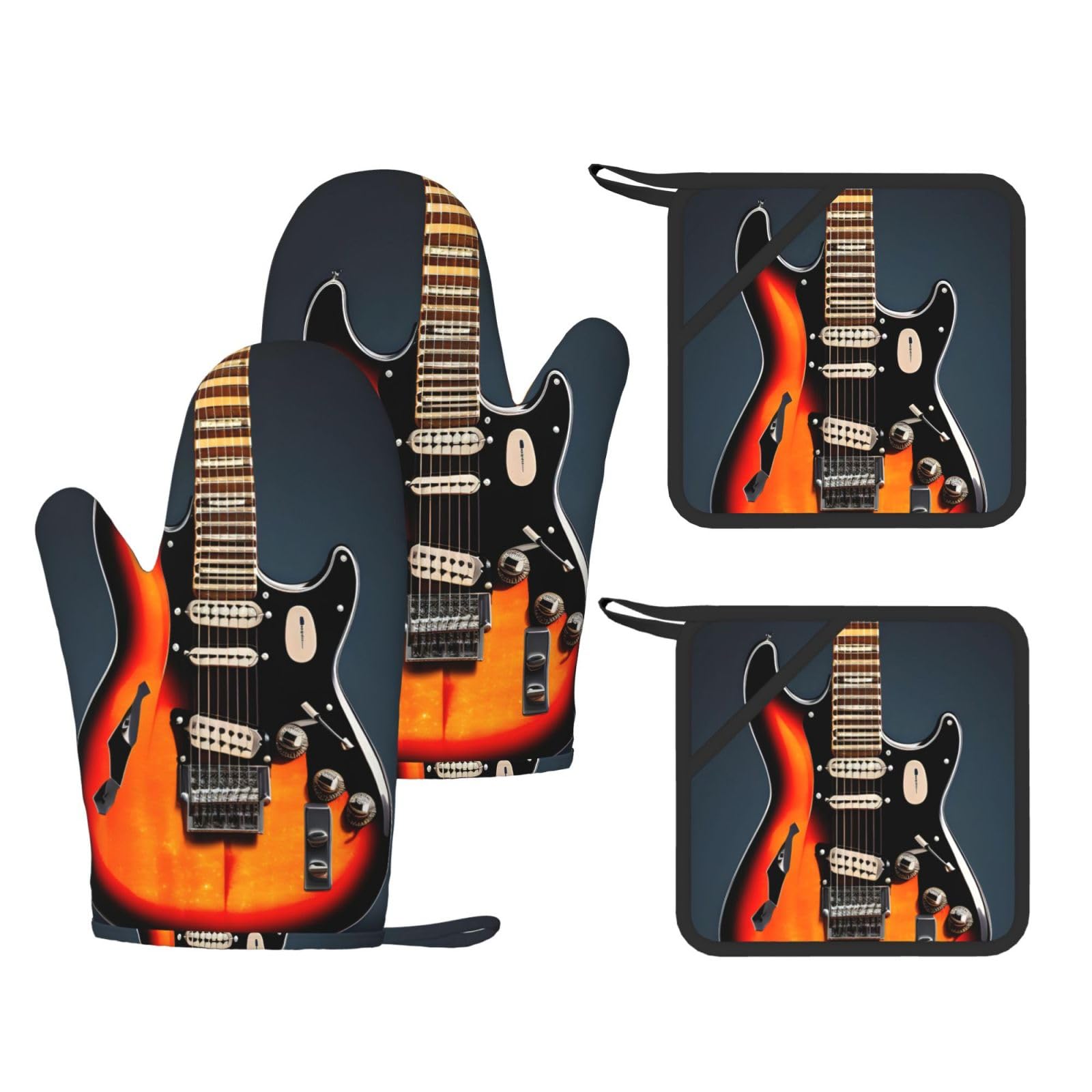 Maniques silicone guitare orange pour manipuler vos plats chauds sortant du four