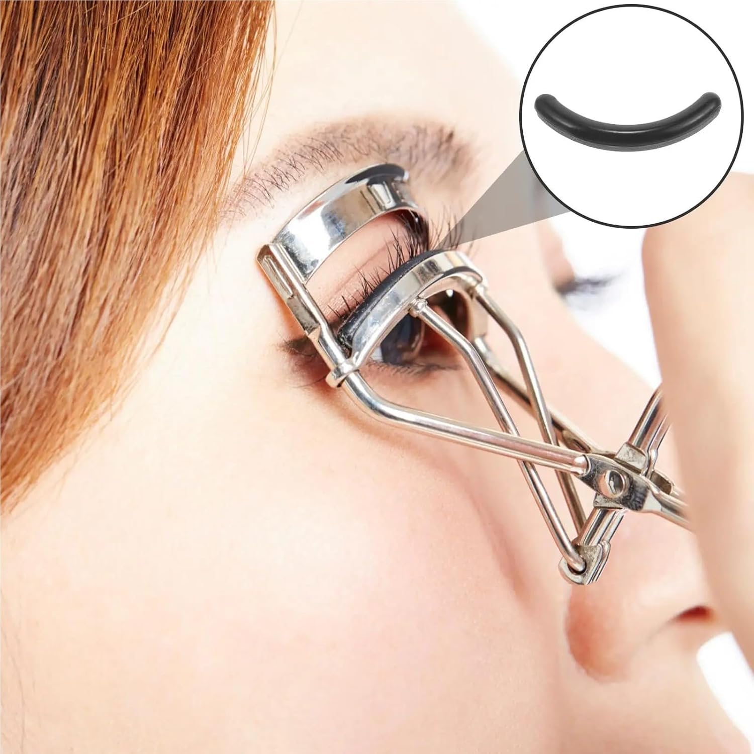 Eyelash Curler Refills 150 Pcs Eyelash Mascara Curler Cushions Rubber Hair Refill Pads for Women Black Miss(Black)