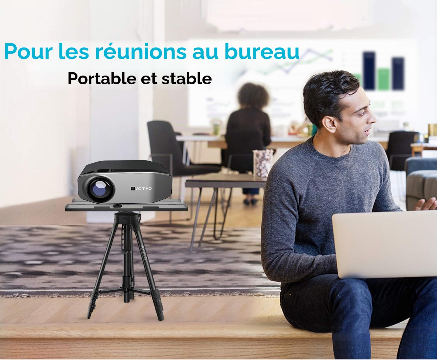 Vamvo Projecteur Stand, Trépied Portable Projecteur, Portable Avec étui, Multifonctionnel Stand, Stand Pour équipement, Convient Pour Le Home Cinéma Ou La Scène (Noir)