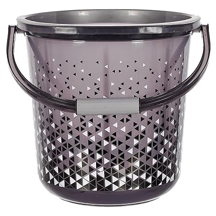 Kuber Industries Multiuses Tinted Print Plastic Bucket with Handle, 18 Litre (Black)-46KM0333,Standard