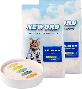 NEWORD Health Monitoring Crystals Cat Litter Health Indicating Silica Gel Cat Litter, Color-Changing, 12lb, Urine PH Levels Detection Non-Clumping Superior Odor Control Absorbent Lightweight