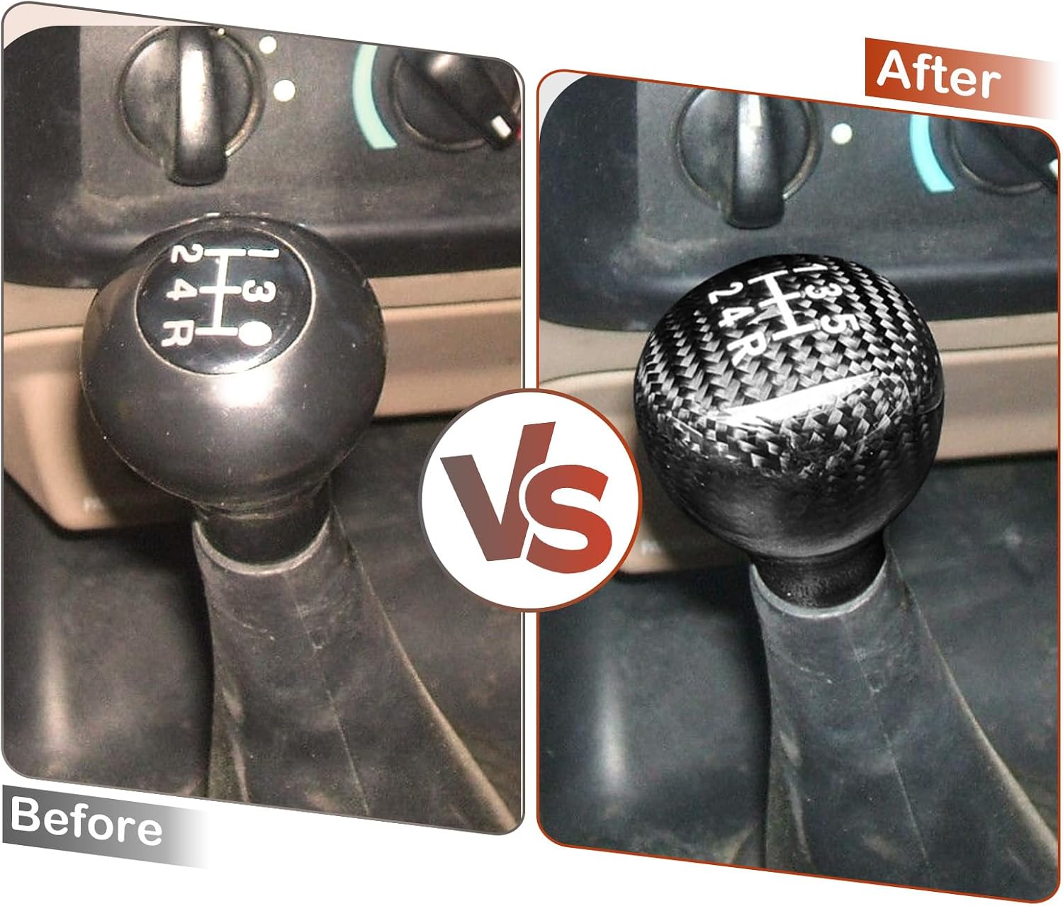 Carbon Fiber Gear Shift Knob Cover Compatible with Ford Ranger F-150 F-250 F-350 Super Duty Bronco Explorer Mustang Aerostar E-150 E-250 E-350, 5 Speed Manual Shifter Lever Knob Black