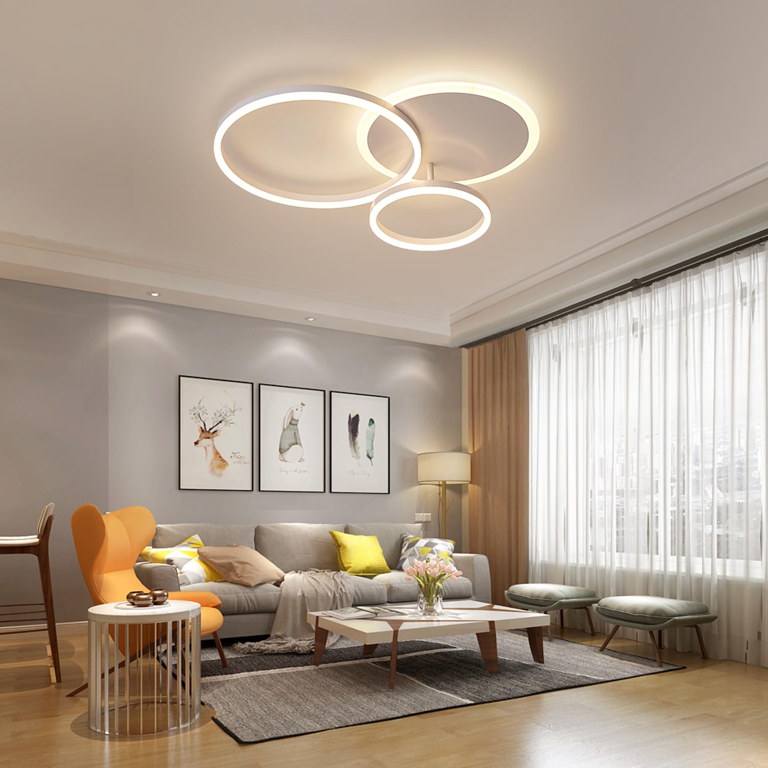 Plafon Led Techo Regulable, 54W 5400lm Lampara Techo Dormitorio, lamparas de techo salon Redonda Moderna de 65 * 50 * 8cm, Lampara Led Techo para salón, dormitorio, cuarto de niños, cocina