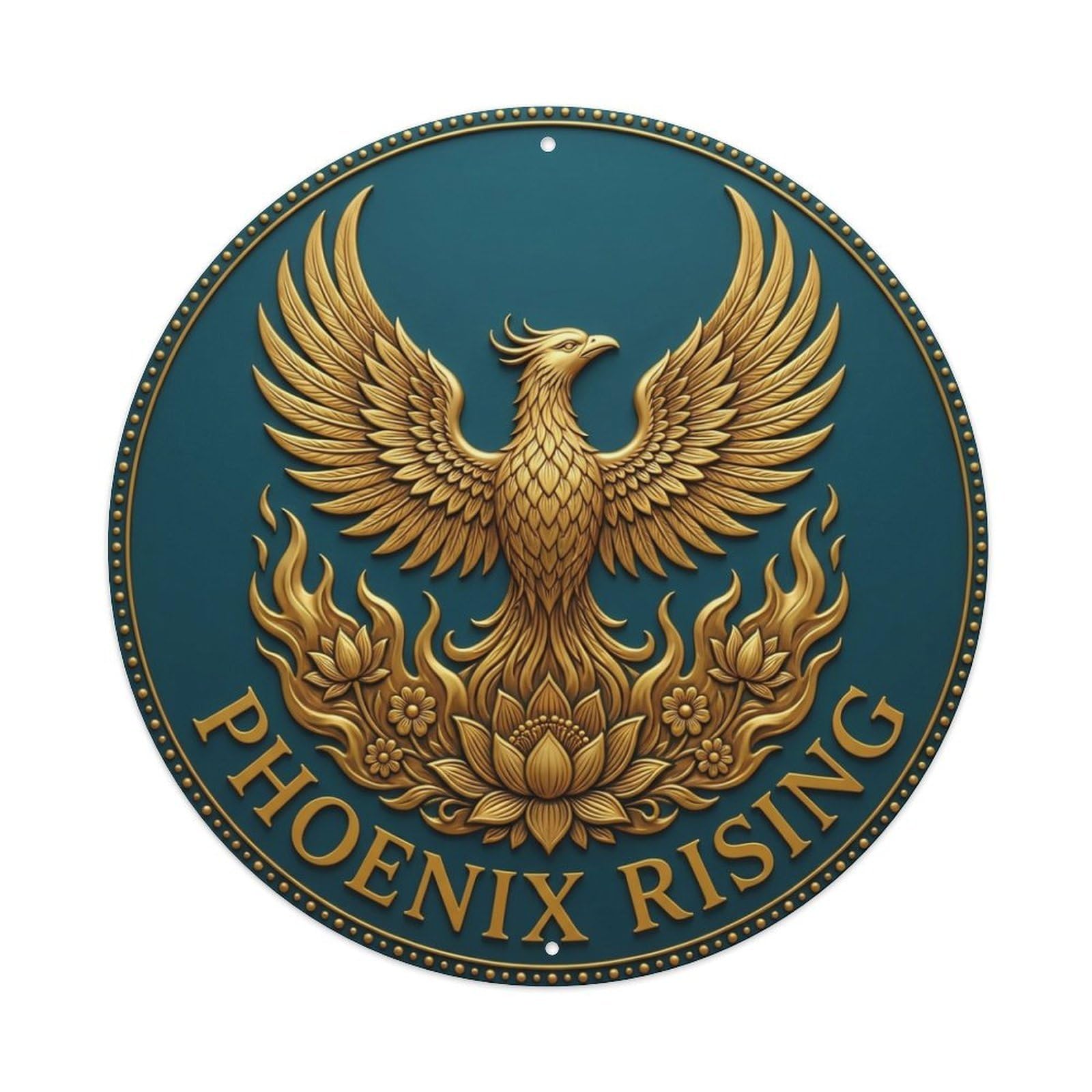 Vintage Phoenix Rising Flower Zen Yoga Metal Tin Sign