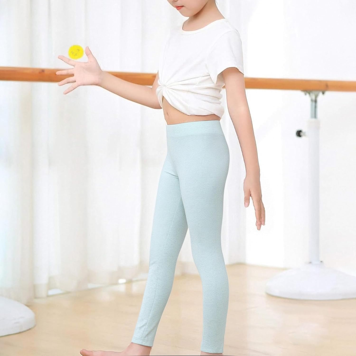 4 Pack Girls Cotton Leggings Stretchy Yoga Pants Kids Soft Full Length Solid Leggings - Image 6