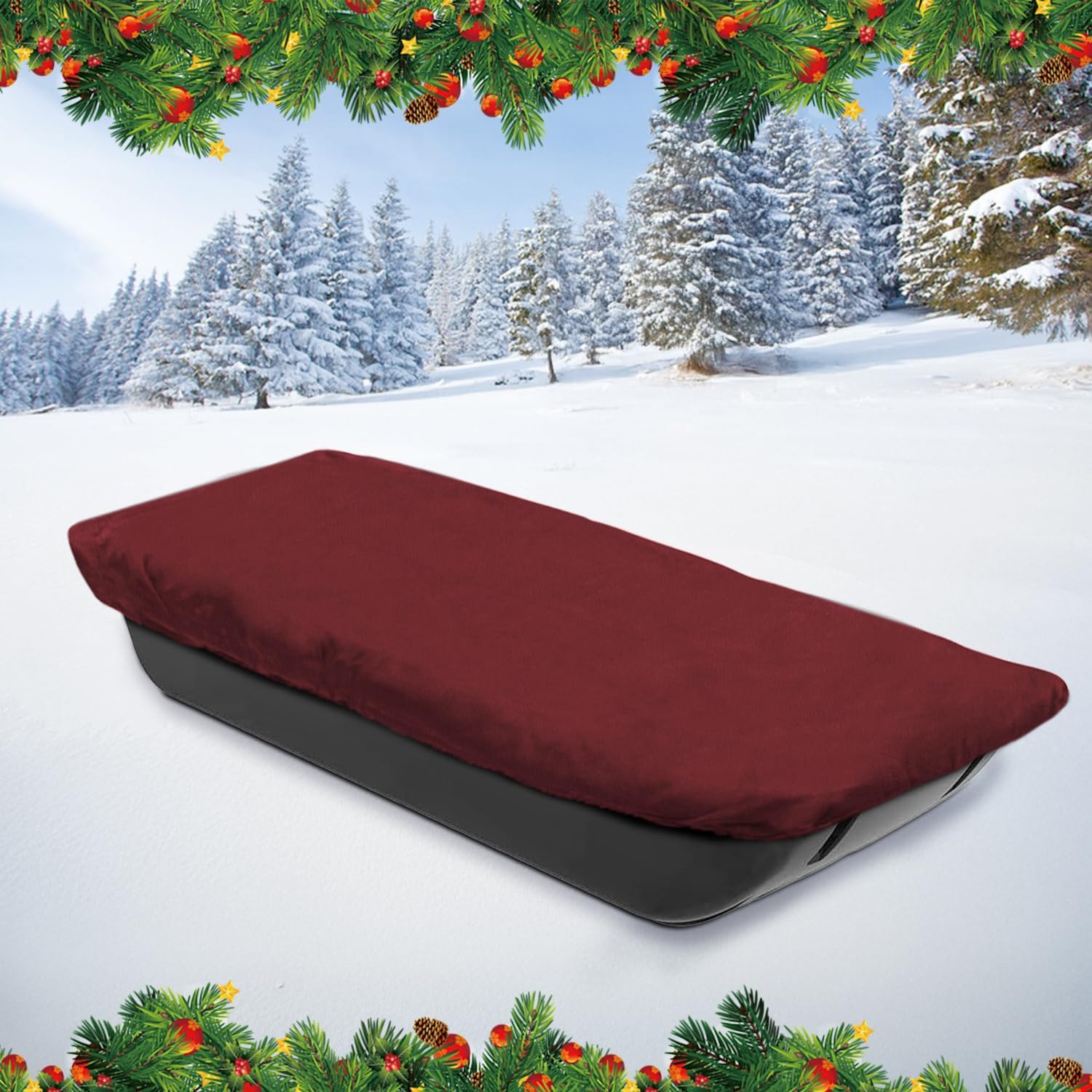 Snow Sled Travel Cover - Waterproof 600D Oxford Fabric, Adjustable Elastic Bands, Reinforced Stitching, Protects from Snow, Water & Dirt, Ideal for Ice Fishing Sled Shelters & Hunting