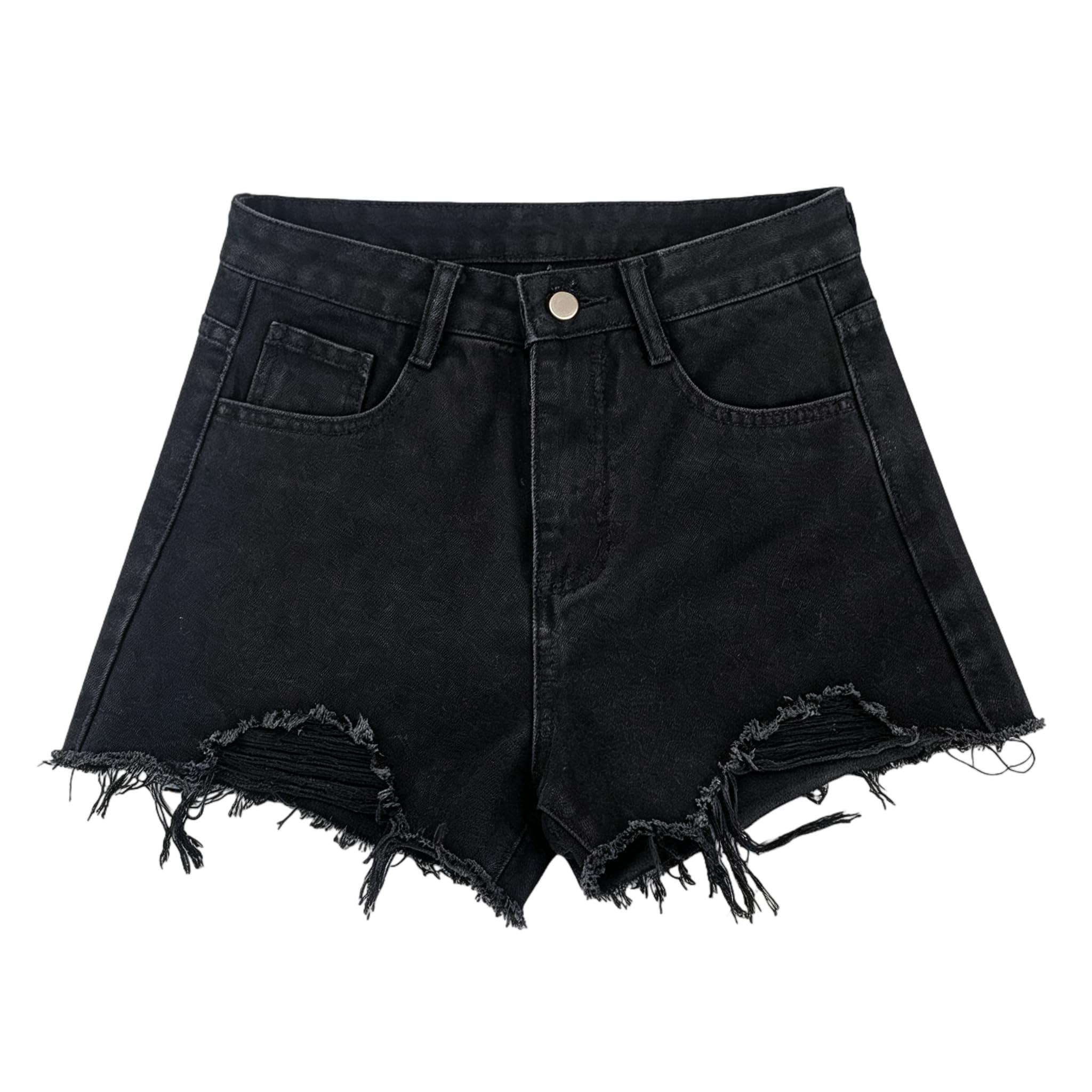 Shorts Jeans Donna Denim Fashion Estate Hole Streetwear Short Shorts-Black-s
