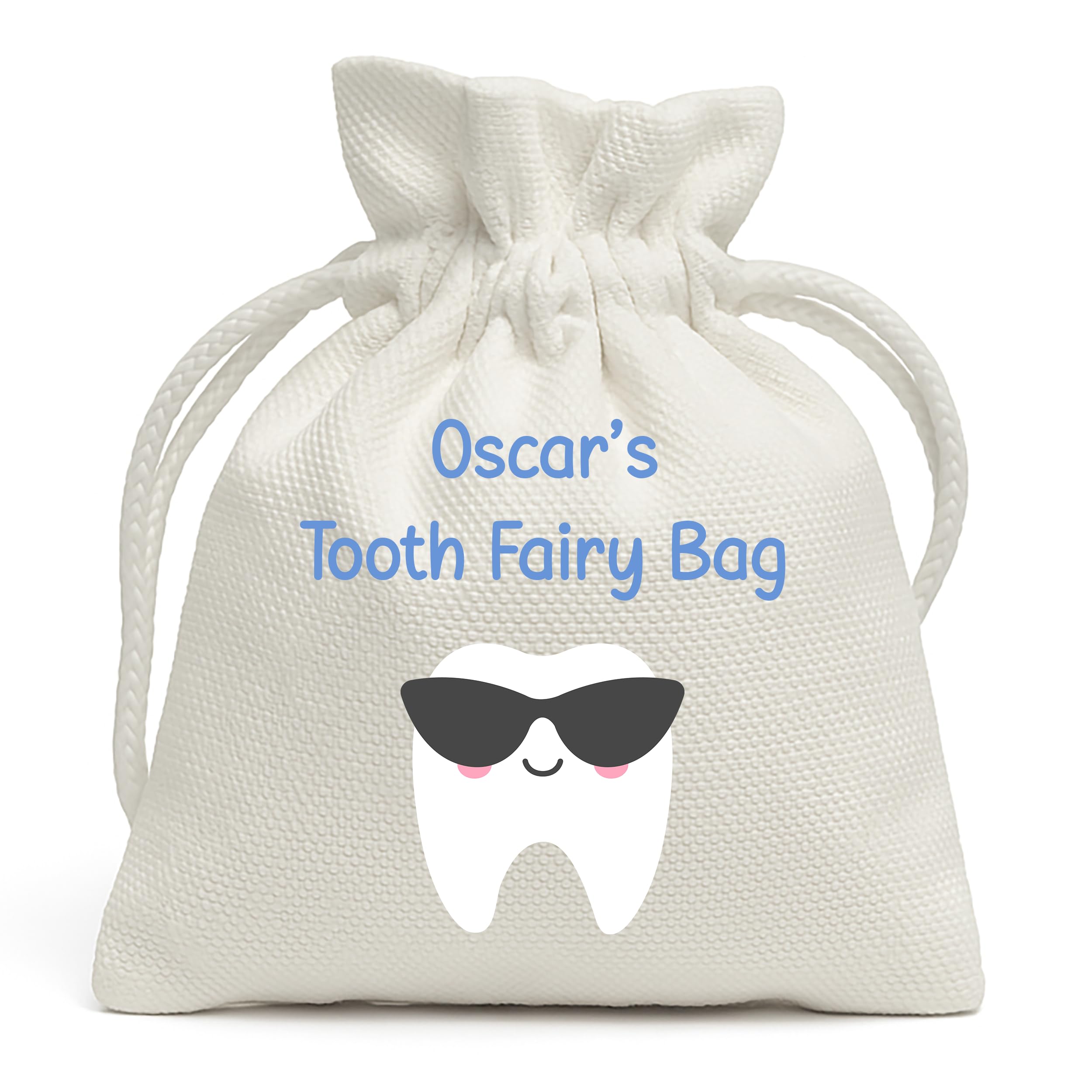 Personalised Tooth Fairy Bag - Custom Name Keepsake for Lost Teeth - Tooth Fairy Gift for Boys & Girls - Drawstring Pouch (Cool, Blue)