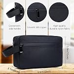 Travel Toiletry Bag for Women and Men, Water-resistant Shaving Bag for Toiletries Accessories, Foldable Storage Bags with Divider and Handle for Cosmetics Toiletries Brushes Tools, Black, 8.6L×3.1W×