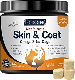 Omega 3 Fish Oil for Dogs, Salmon Oil for Dogs with EPA & DHA for Skin & Coat Health, Itch & Allergy Relief, Dog Shedding, Hot Spots Treatment, Joint Support, with Astaxanthin & Vitamin E