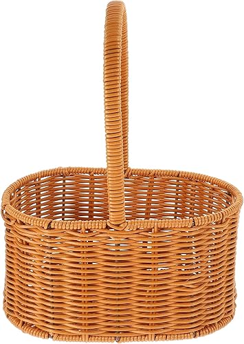 UPKOCH Cesta de picnic, cesta de almacenamiento, cesta de frutas, cesta decorativa para flores, cesta tejida a mano, cesta de comestibles de mano,