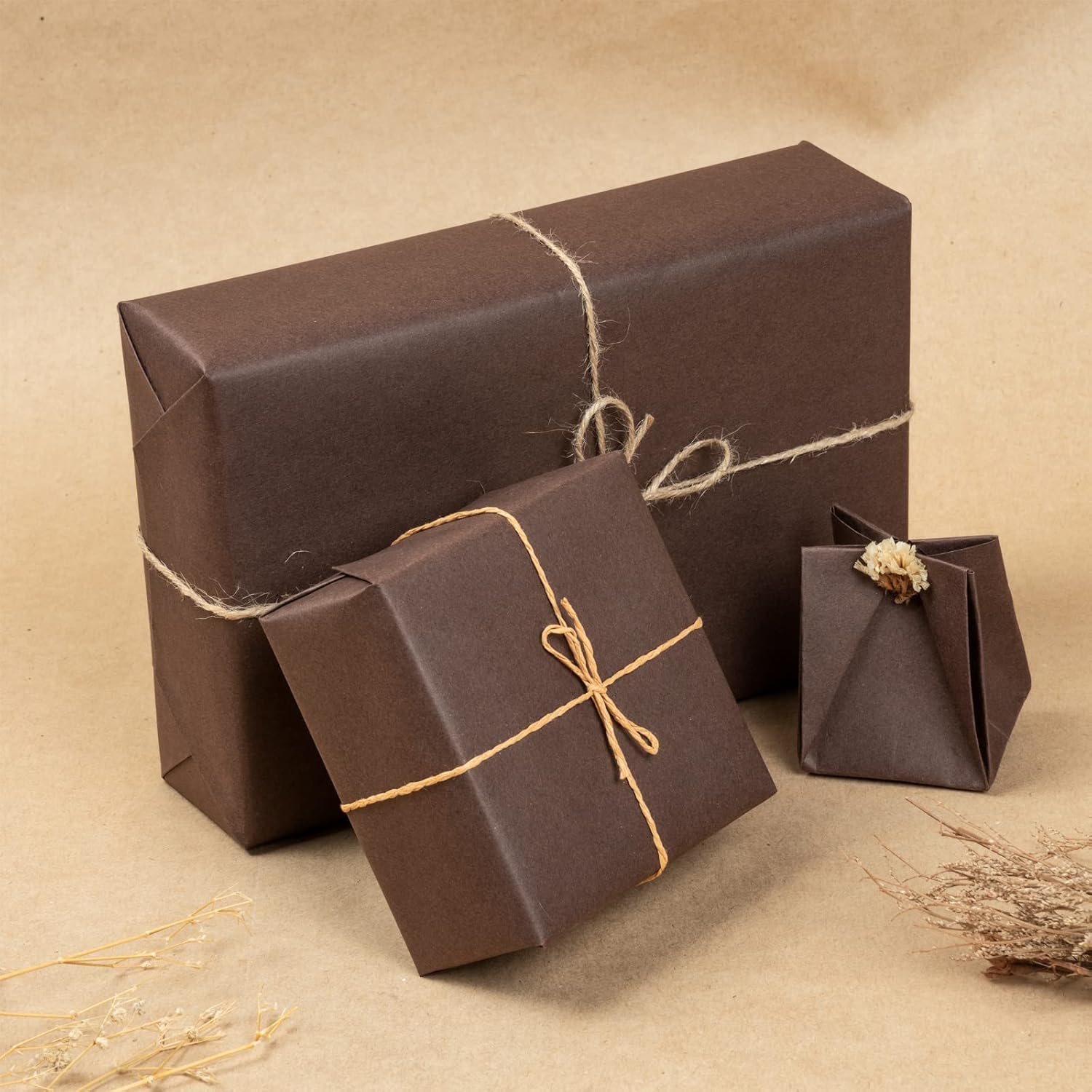 RUSPEPA 30"x 393"(32.8') Chocolate Brown Kraft Wrapping Paper Large Jumbo Roll, Recyclable Art Gift Wrap Paper for Gift Wrapping, Table Covering, Craft Supplies, Bouquet Flower, Bulletin Board, 80GSM