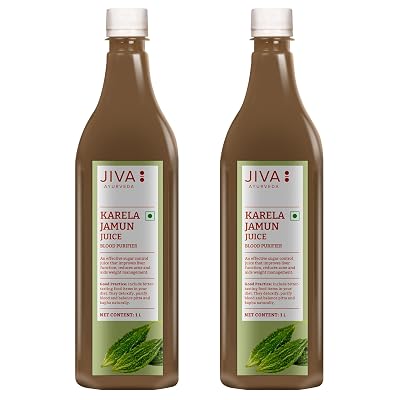 Jiva Ayurveda Karela Jamun Juice | 100% Pure & Natural | No Added Colors & Preservatives | Helps to Boost Immunity - 1L 