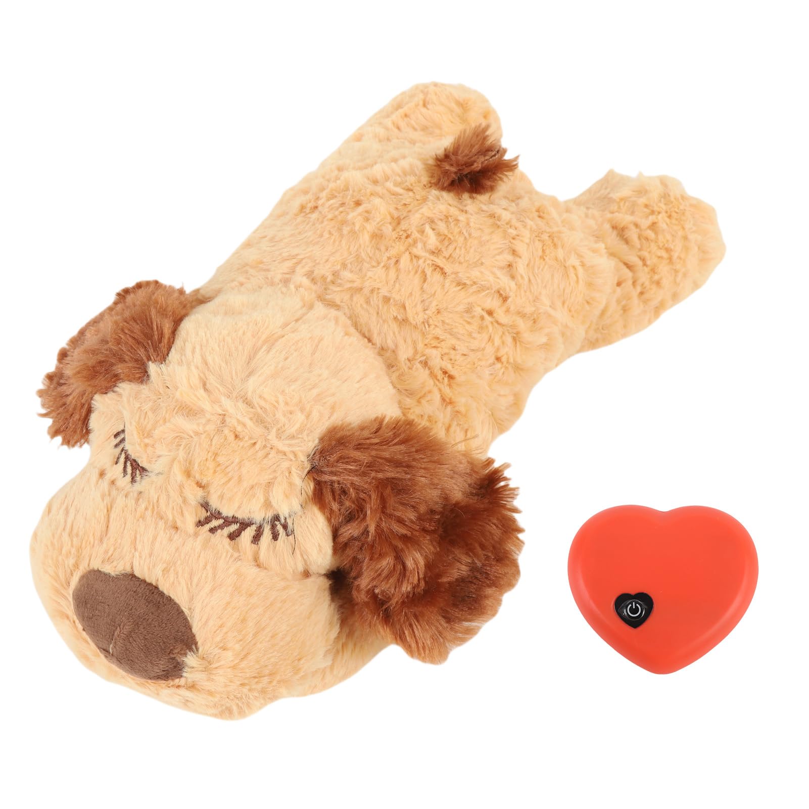 Jouet en peluche interactif rempli de battements de cœur pour chiot, soulage l'anxiété, aide à l'entraînement comportemental (marron)