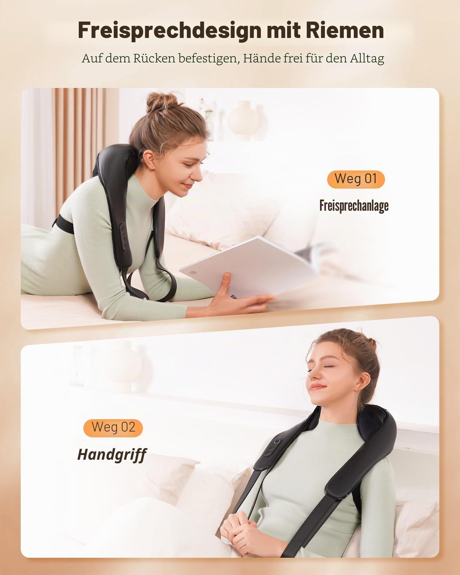 KNQZE® Shiatsu Massagegerät 4D, 2026 Kabellos Nackenmassagegerät mit Wärme, Verbesserte Graphenheizung, 4D Shiatsu Tief knetende Nackenmassage für Nacken, Schulter, Rücken, Geschenke,Schwarz
