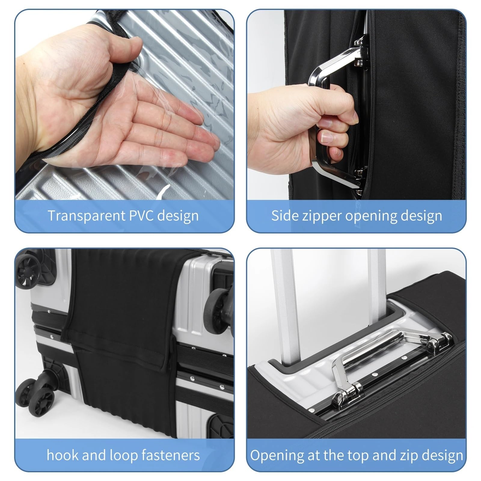 Cubierta Protectora de PVC Transparente 2 uds, Maleta a Prueba Polvo e Impermeable, Cubierta Resistente al Desgaste, Equipaje Estilo Cremallera para Maletas(24 Inch)