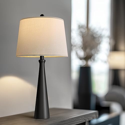 Miniatura 7 de Oneach Juego de 2 lámparas de mesa modernas de 25.75 pulgadas, lámparas de noche con puertos USB, juego de lámparas de mesita de noche negras para