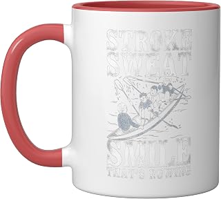 Stroke Sweat Smile - Thats Rowing - Crew Boating Ceramic Mug, Red/White