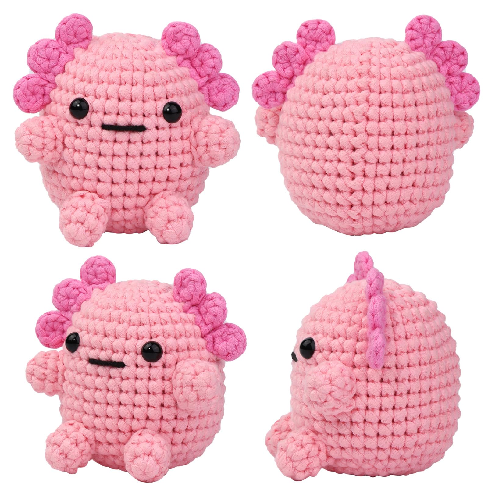 Beginner Crochet Kit - 2 Pack Axolotl Animal Kits With Tools & Video Tutorials For Adults & Kids