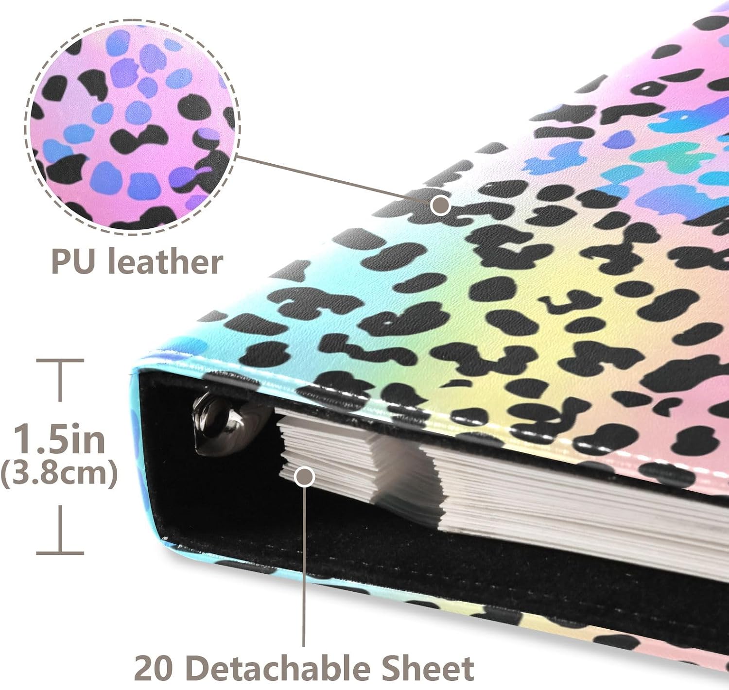 Large Photo Album, Colorful Leopard Print (1) Personalized Leather Cover Photo Book for 4x6 5x7 6x8 Pictures, Photo Albums for Family, Baby, Wedding