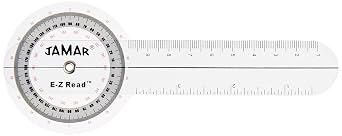 Jamar EZ Read 6" 15cm Goniometer, Easy to Read Manual Hand and Finger Range of Motion, Accurate Measure Tool for Angle Measuring, Transparent Protractor, Inch & Centimeter Linear Measurements