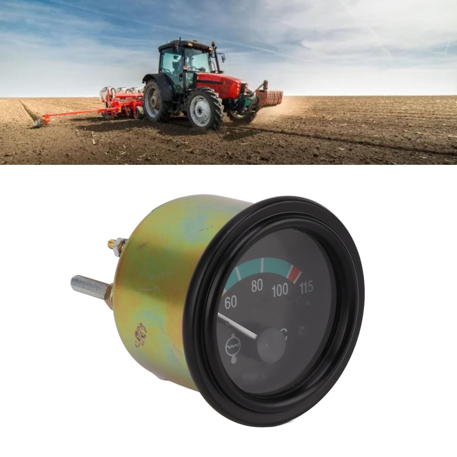 12V Engine Water Temperature Gauge, Accurately Measure Water Temperature, Copper Material, for Passenger Cars, Trucks, Agricultural Vehicles