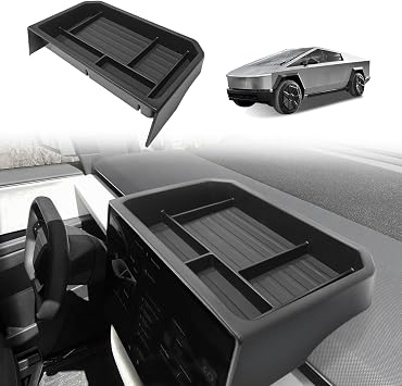 BestEvMod Center Console Screen Dash Organizer Compatible with Tesla Cybertruck 2026 2025 2024 Pickup Dashboard Organizer Back Storage Box Tray Custom fit Screen Back Tray - ABS