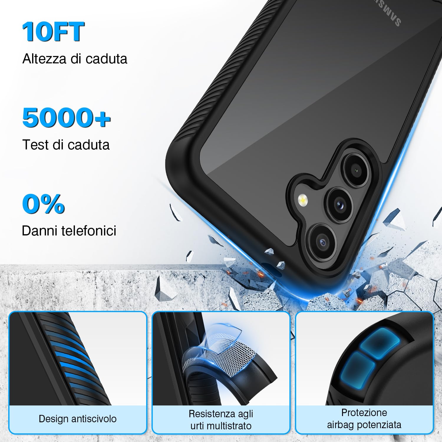 CENHUFO Cover Samsung S24 Plus 5G, Custodia Samsung S24 Plus Antiurto 360 Gradi con Protezione Schermo Integrata Rugged Case Doppia Faccia Fronte Retro Cover Samsung Galaxy S24+ / S24 Plus 5G -Nero