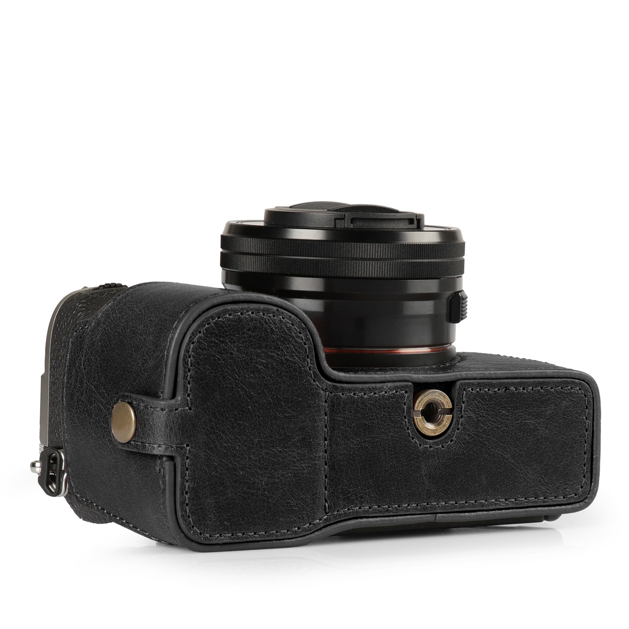 MegaGear - Etui na Aparat z Prawdziwej Skóry do Sony Alpha a7C II - czarny, etui na aparat fotograficzny