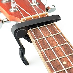WINGO Pro Ukulele Capo for Soprano Concert Baritone, Black.