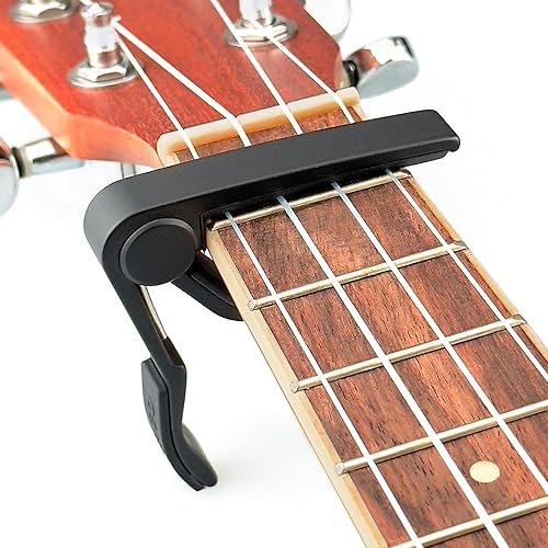 WINGO Pro Ukulele Capo for Soprano Concert Baritone, Black. - Ukulele Capo Black