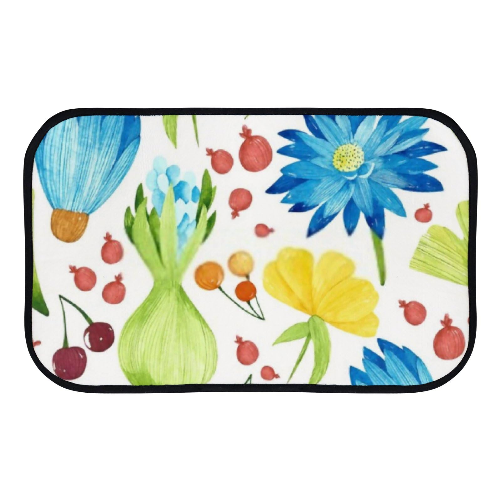 Nuansexi Bathroom Rugs Watercolor Flowers Pattern Floor Mats Non Slip Bathmat Doormat Tub Mat Coral Velvet Absorbent Entrance Carpet Mats Machine Washable Bedroom Decor