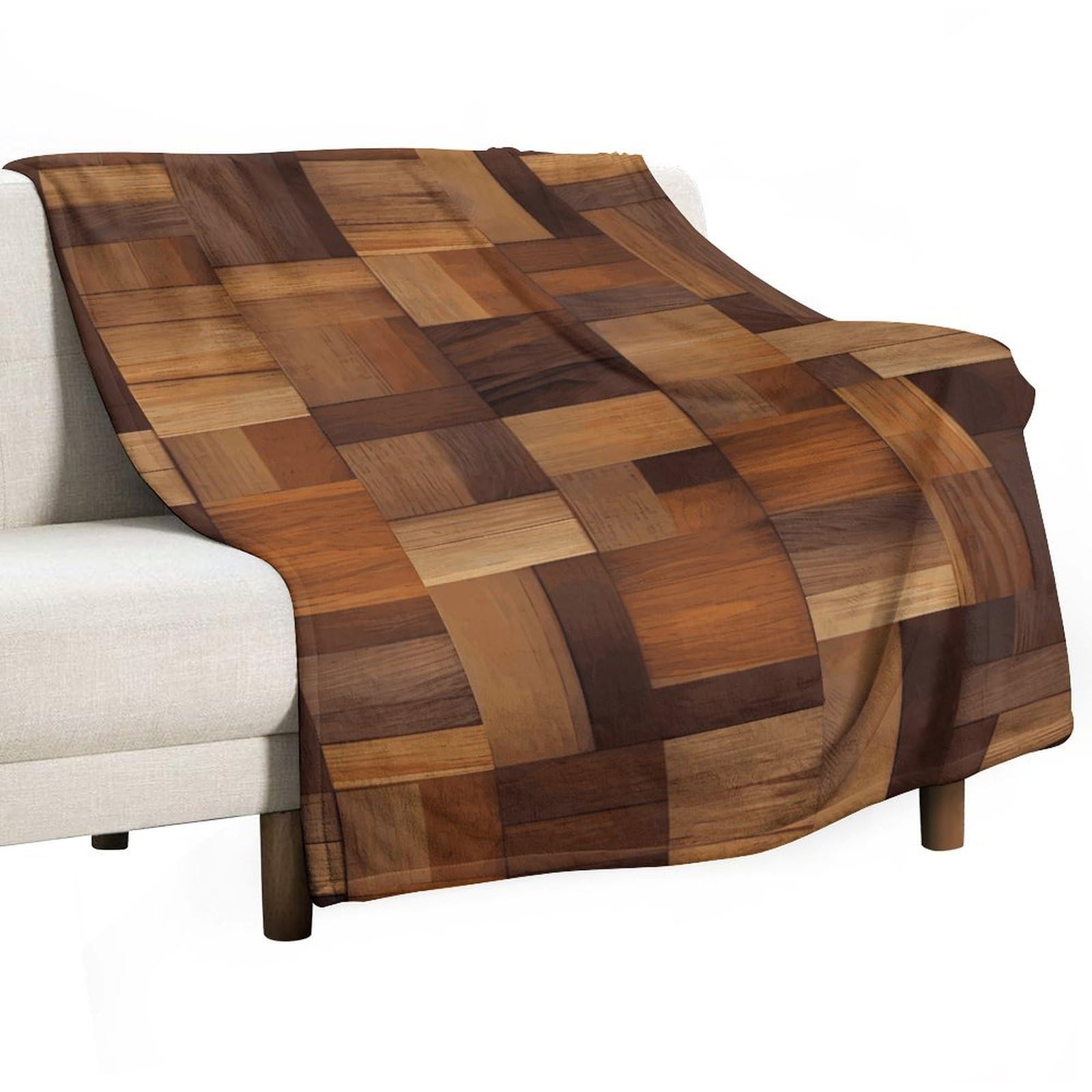 Couverture en flanelle imprimée bois plaid léger doux pour lit et canapé