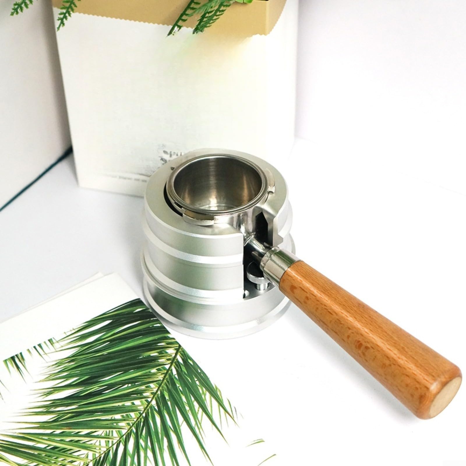 Kaffee-Siebträgerhalter aus Aluminiumlegierung für 51, 53, 54, 58 mm Körbe, rutschfeste Silikon-Basis, Tamper-Ständer mit verstellbarer Schraube, schwarzes Küchenzubehör