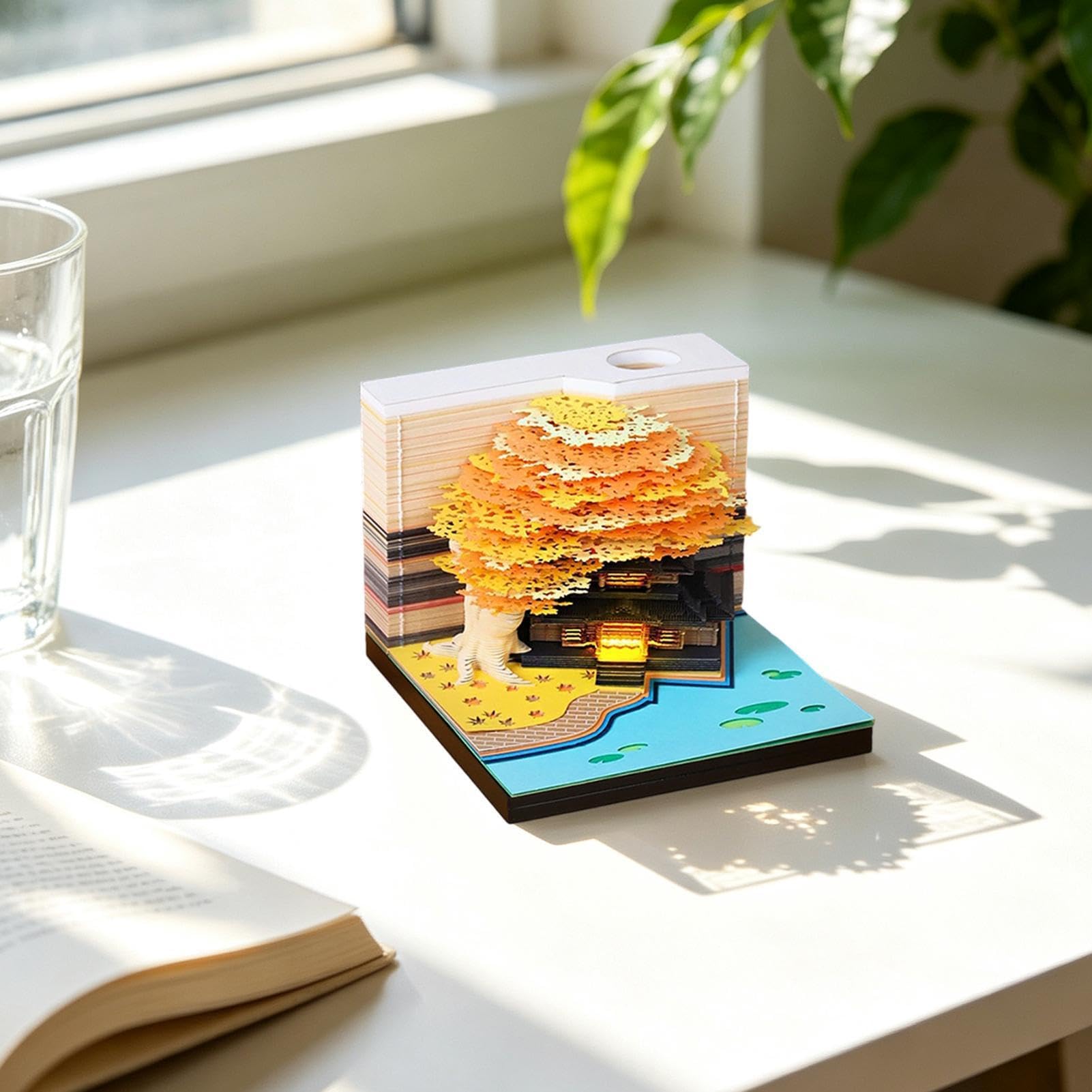 3D-Notizblock Desktop 3D-Schnitzerei LED-Zeitmesser Memoblock 2027 | Abreißbarer Dekorationskalender Für Büro, Schule, Zuhause, Wohnheim, Wohnung, Schlafzimmer, Wohnzimmer und Bücherregal