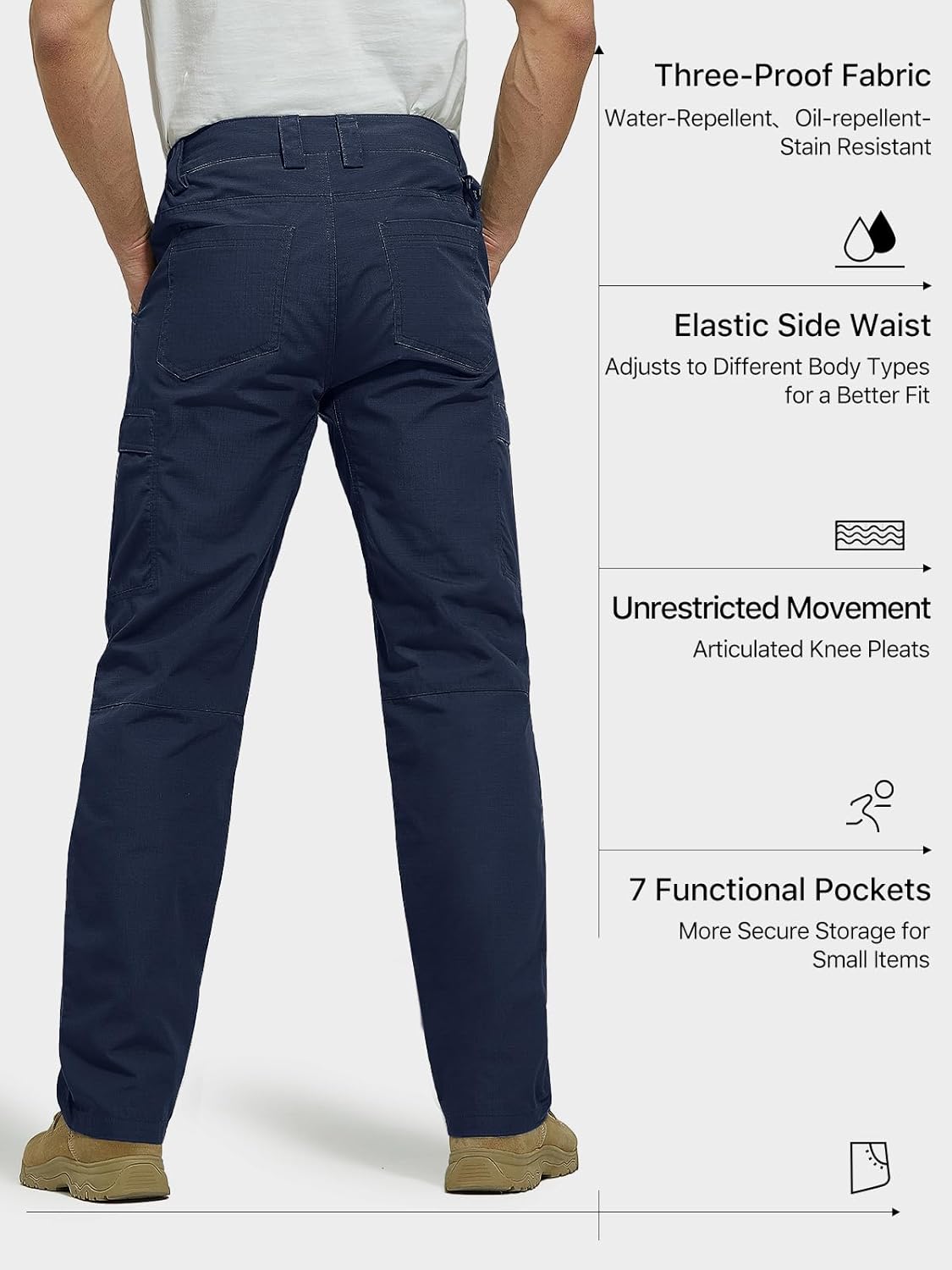 FREE SOLDIER Men's Cargo Pants Water Resistant Ripstop Tactical Pants for Men Work Pants Lightweight Outdoor Hiking Pants Men - Image 4