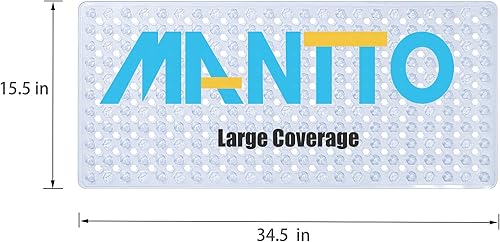 Miniatura 5 de Tapete de ducha antideslizante para bañera, tapete de baño antideslizante para baño, tapete de ducha con ventosas, 34.5 x 15.5 (transparente)