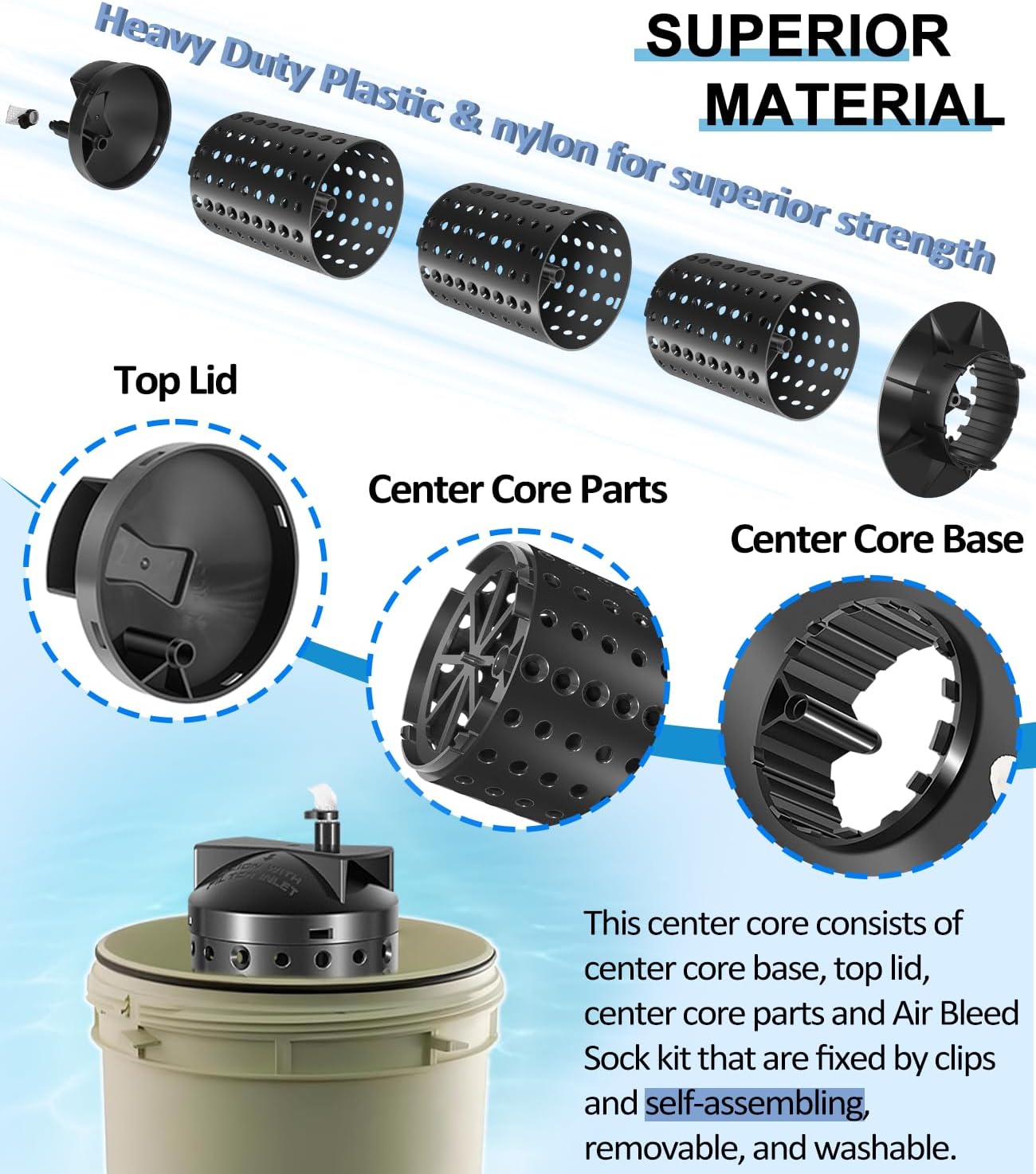 LAIKOU 59053700 Center Core Replacement Part for Clean & Clear RP Filter CCRP 100 sq. ft. EC-160354 CCRP100 Pool and Spa Cartridge Filter Part