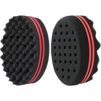 Hair Brush Sponge Pack of 2 Hair Sponge Curls Afro Magic Curl Sponge Large Holes Hair Sponge Large Dreads Locking Twist Barber Tool for Afro Coil Hair Magic Beauty