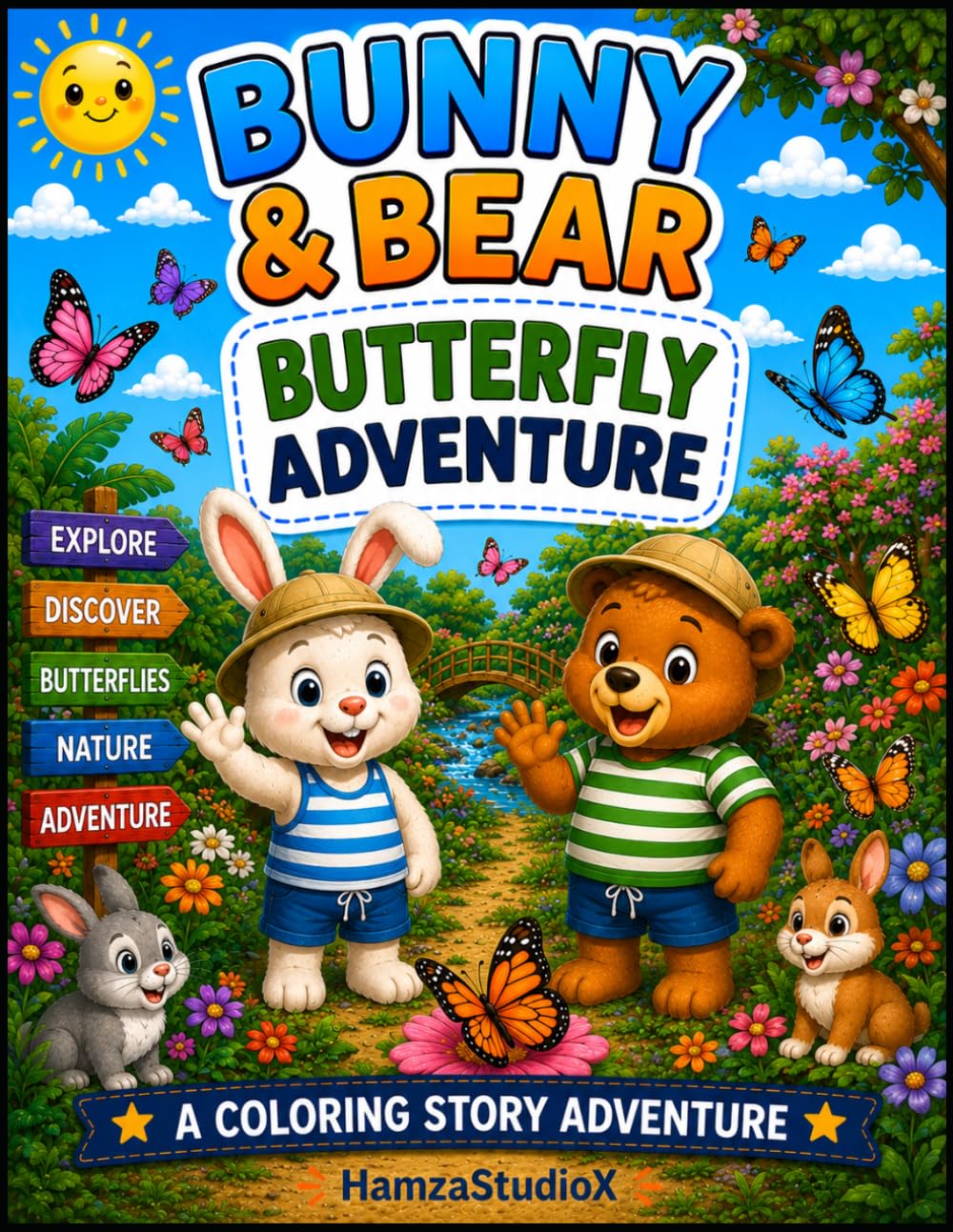 Bunny & Bear Butterfly Adventure: A Fun Coloring Story About Butterflies, Nature, and Adventure (Bunny & Bear Adventures)