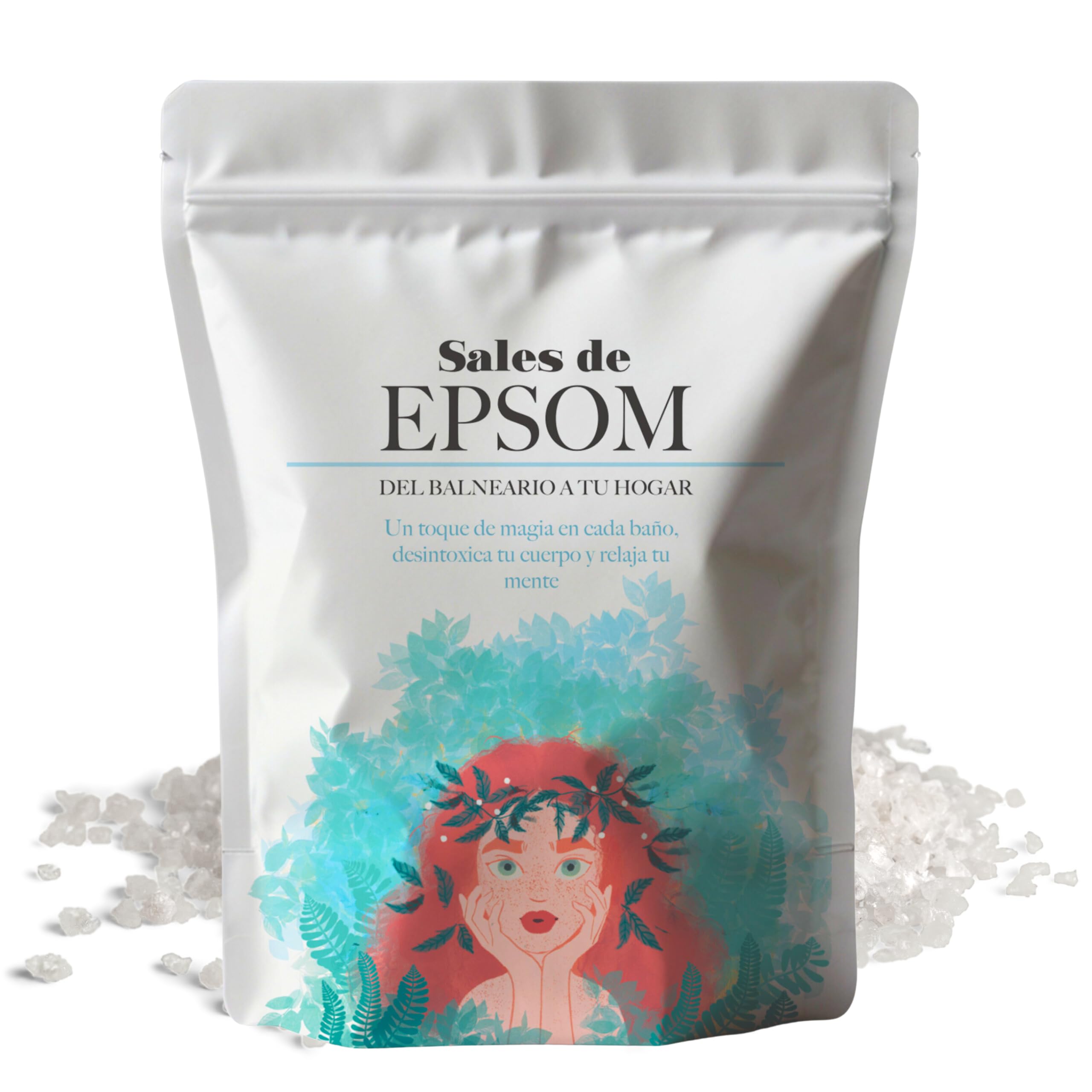 Magnesio para Baño y Pies Sales de Epsom 1kg Bienestar Relajación Muscular Revitalizante Sin Aditivos