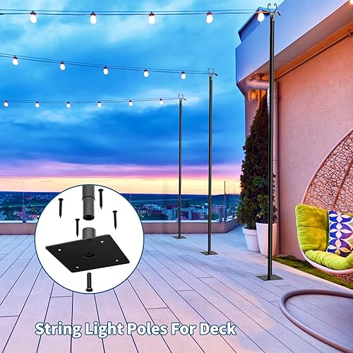 Miniatura 3 de IRMNAN Postes de luz de cadena, paquete de 2 postes de luz para tira de luces exteriores, postes de luz para exteriores, postes de luz para césped,