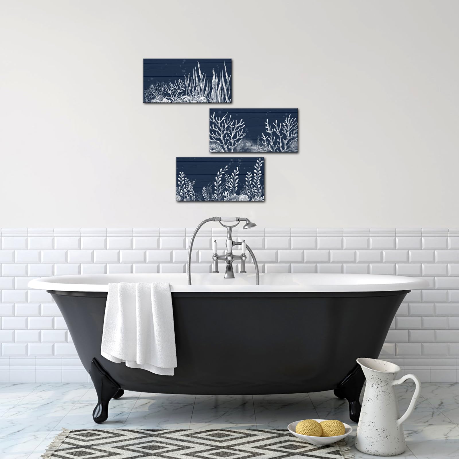 Apicoture Blaue Meereskorallen-Wandkunst – Gerahmtes Leinwandbild 30,5x30,5 Cm