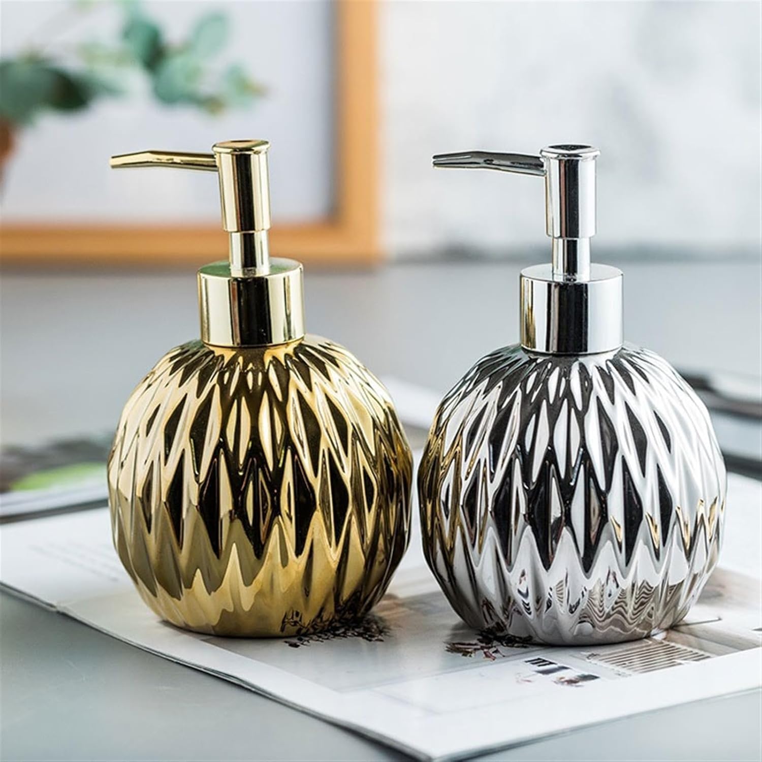 Liquid Soap Dispenser for Kitchen Soap Dispenser 400ML Ceramic Multifunctional Split Bottle Kitchen Bathroom Shampoo Shower Gel Bottle Soap Dispensers Bathroom Soap Dispenser Pump(A)