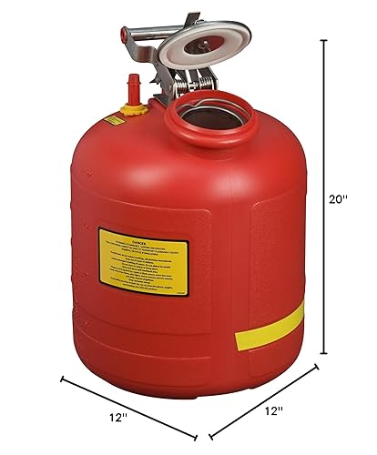 Miniatura 2 de Justrite 14565 - Lata de eliminación de líquidos de polietileno con herrajes de acero inoxidable y medidor de llenado integrado, capacidad de 5