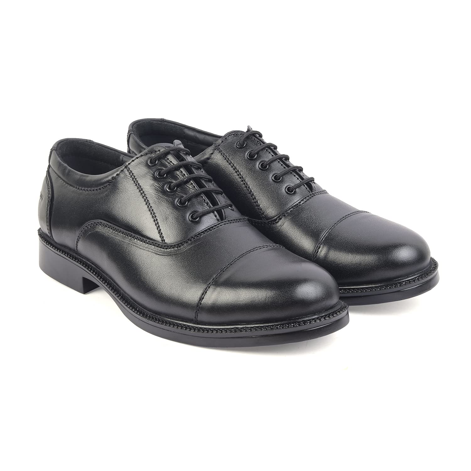 xhugoy Medium Range Police Oxford Complete-Leather Shoe for Men in Black N TAN (RED) Colour-picture-15