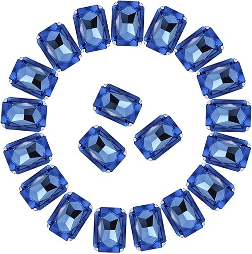 Miniatura 10 de 50 diamantes de imitación rectangulares con forma de octágono en forma de diamantes de imitación plateados con parte trasera plana, 0.512 x 0.709