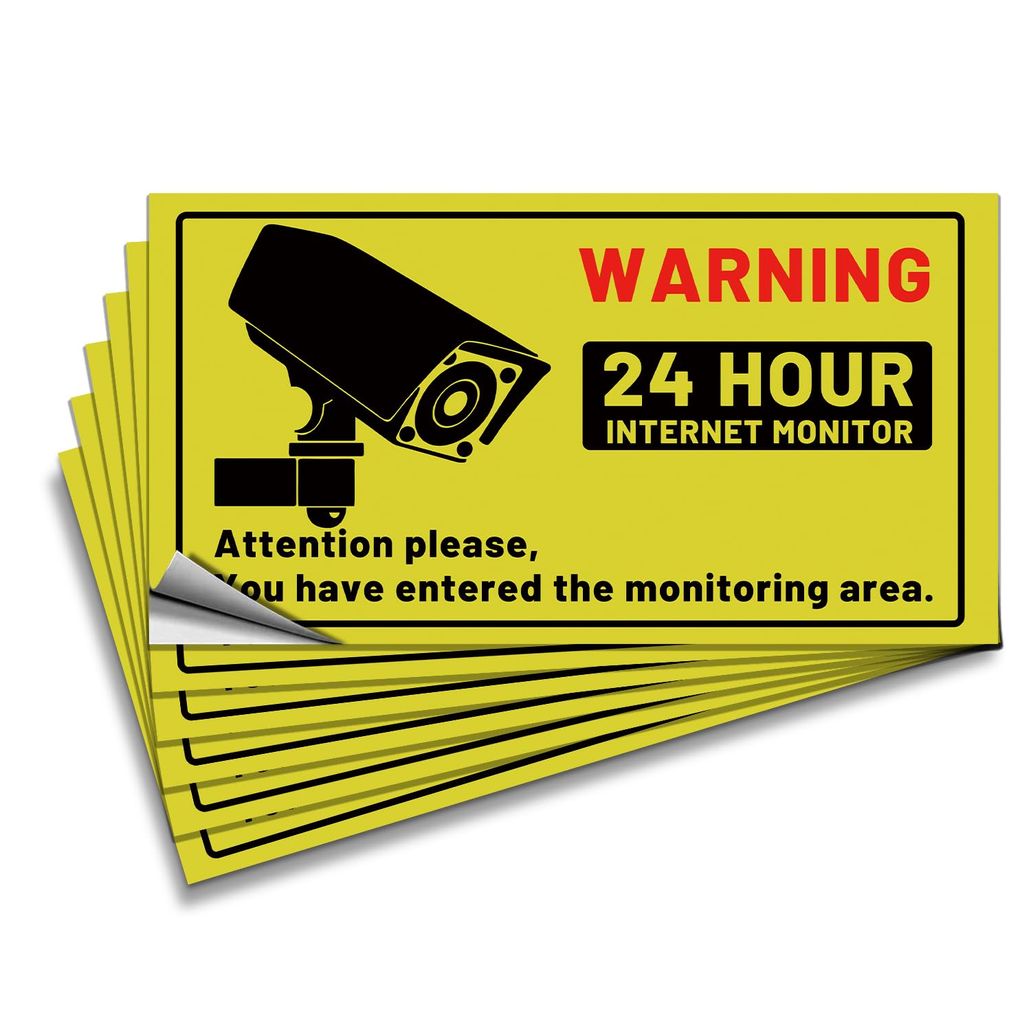 WESECUU 6 Pcs No Trespassing Warning Sign, (11x5.8 in) Warning Sign Sticker for Camera Monitoring System, Video Surveillance Sign for Office, TZ-23
