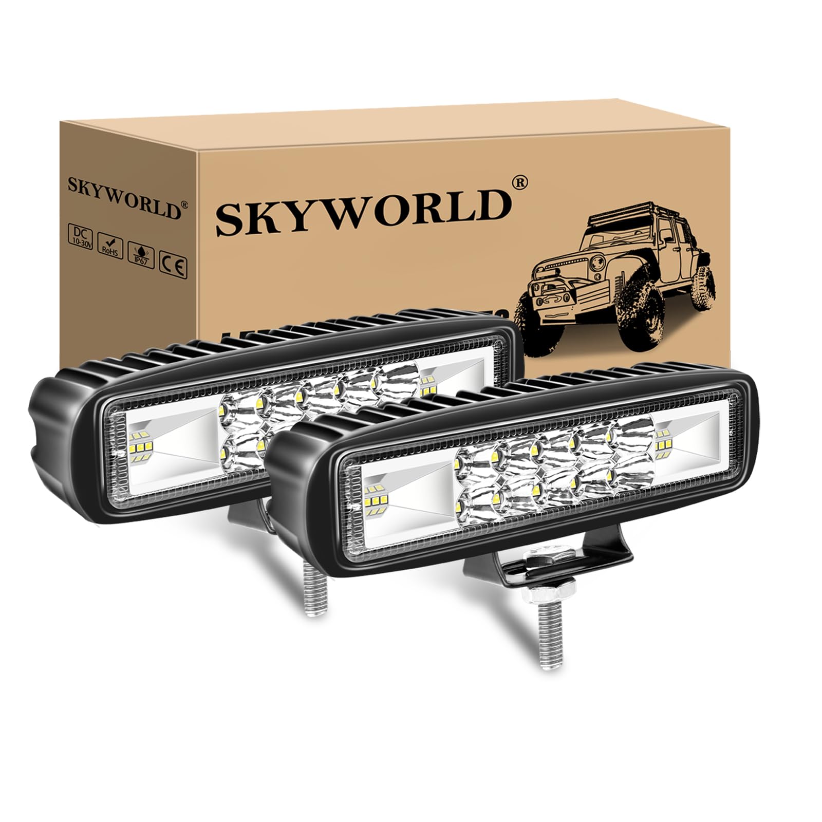 SKYWORLD 4x Mini Quadrat LED Arbeitsscheinwerfer 48W - Superhelle Beleuchtung Für Auto, LKW & Offroad